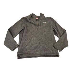Men's Grey Knit Fleece North Face Quarter Zip XL